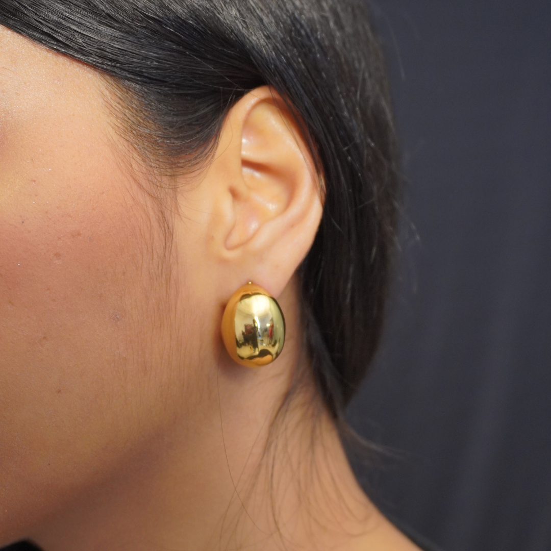 Puffed Drop Ball Gold Plated Earrings
