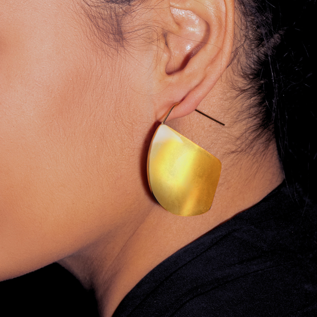 Gold Plated Geometric Disc Hoop Earrings