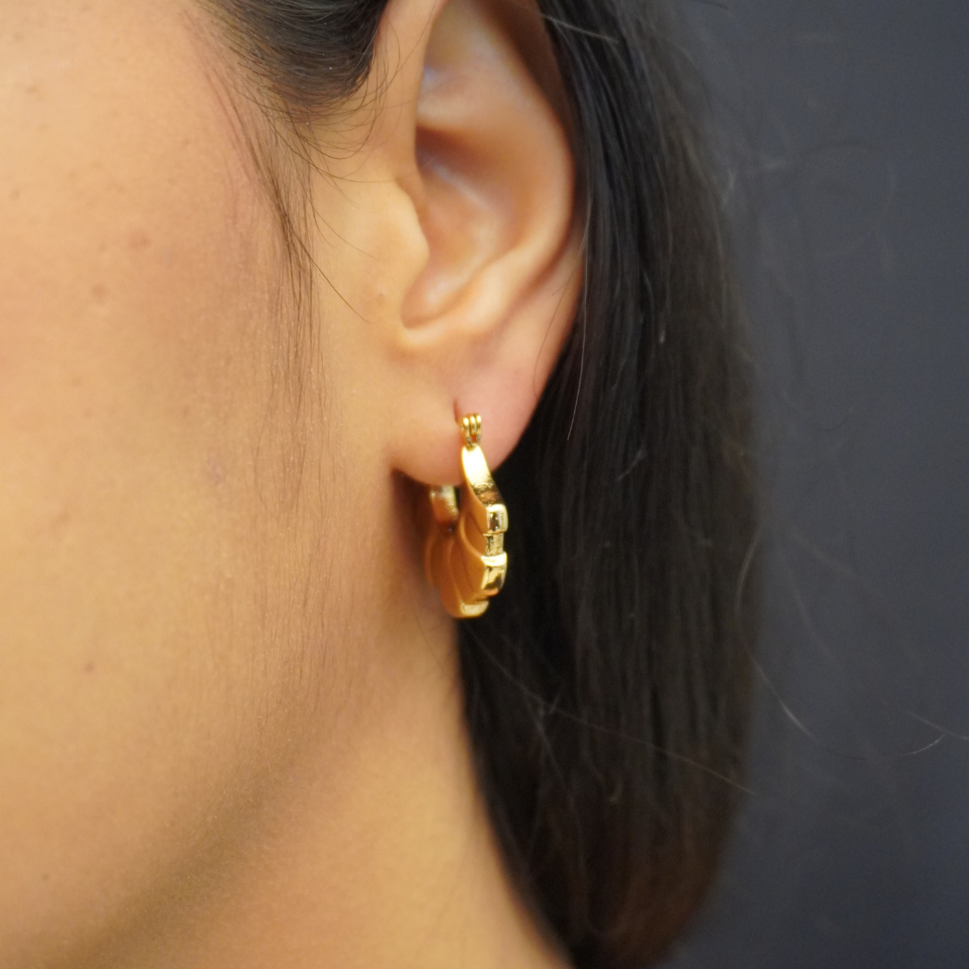 Cradle Huggie Hoop Gold Plated Earrings
