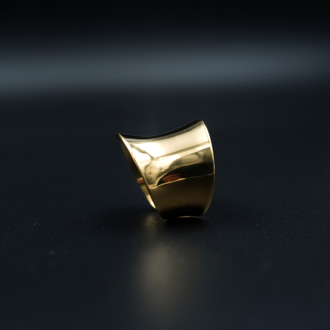 Gold Plated Wide Band Tube Ring