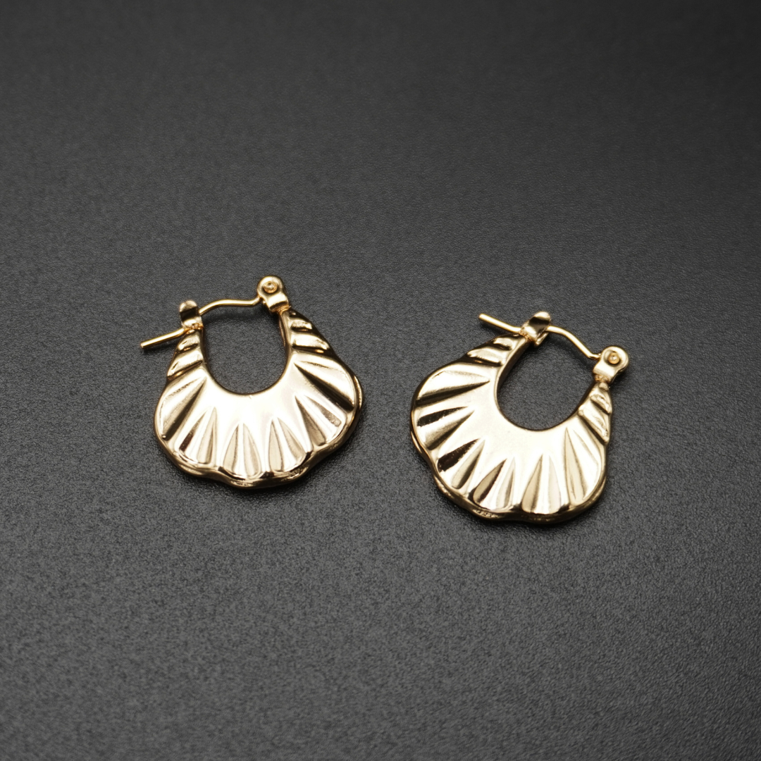 Retro Huggie Hoop Gold Plated Earrings