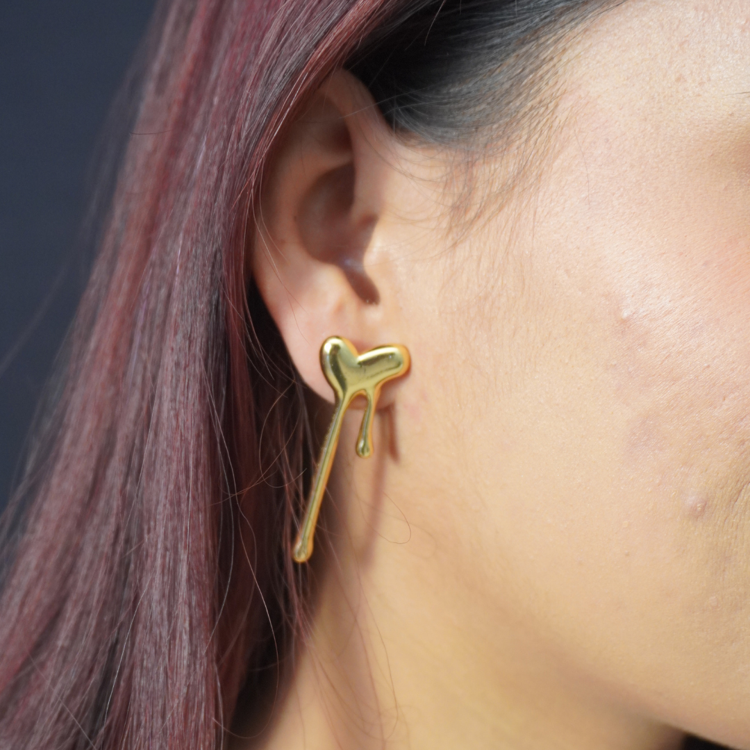 Heart Waterdrop Gold Plated Earrings