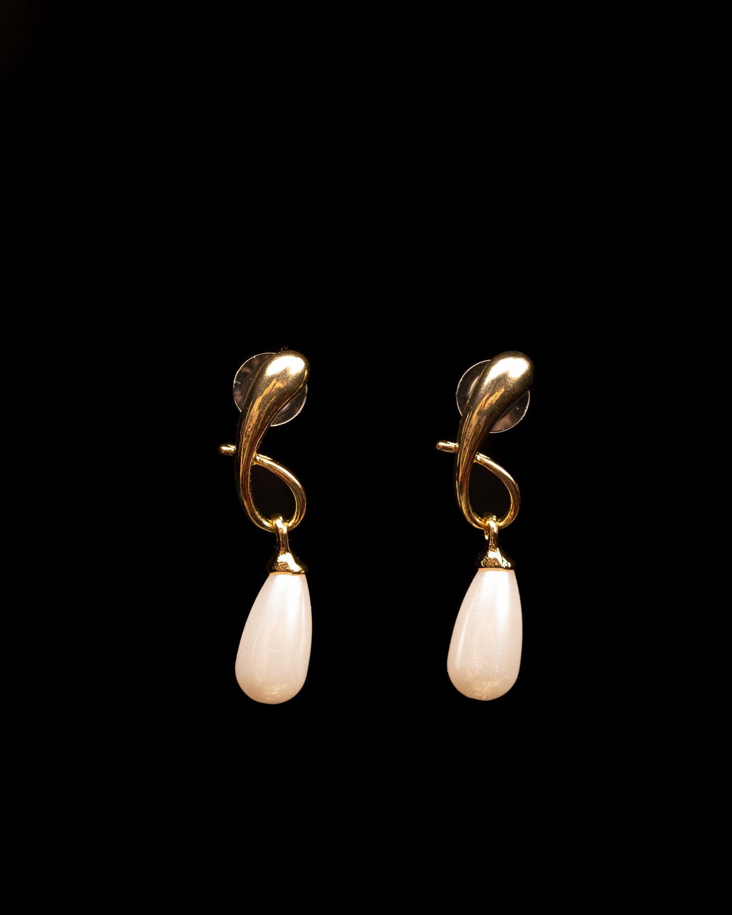 Gold Plated Pearl Twisted Classic Drops
