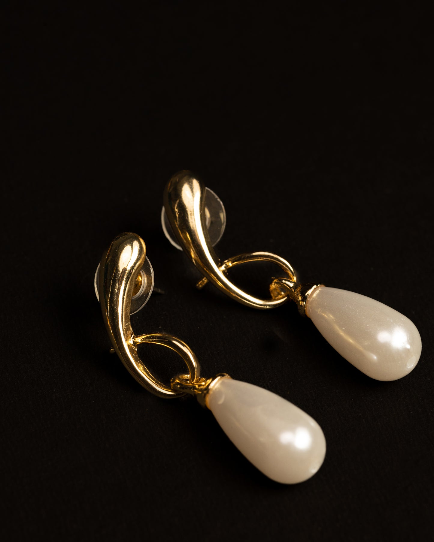 Gold Plated Pearl Twisted Classic Drops