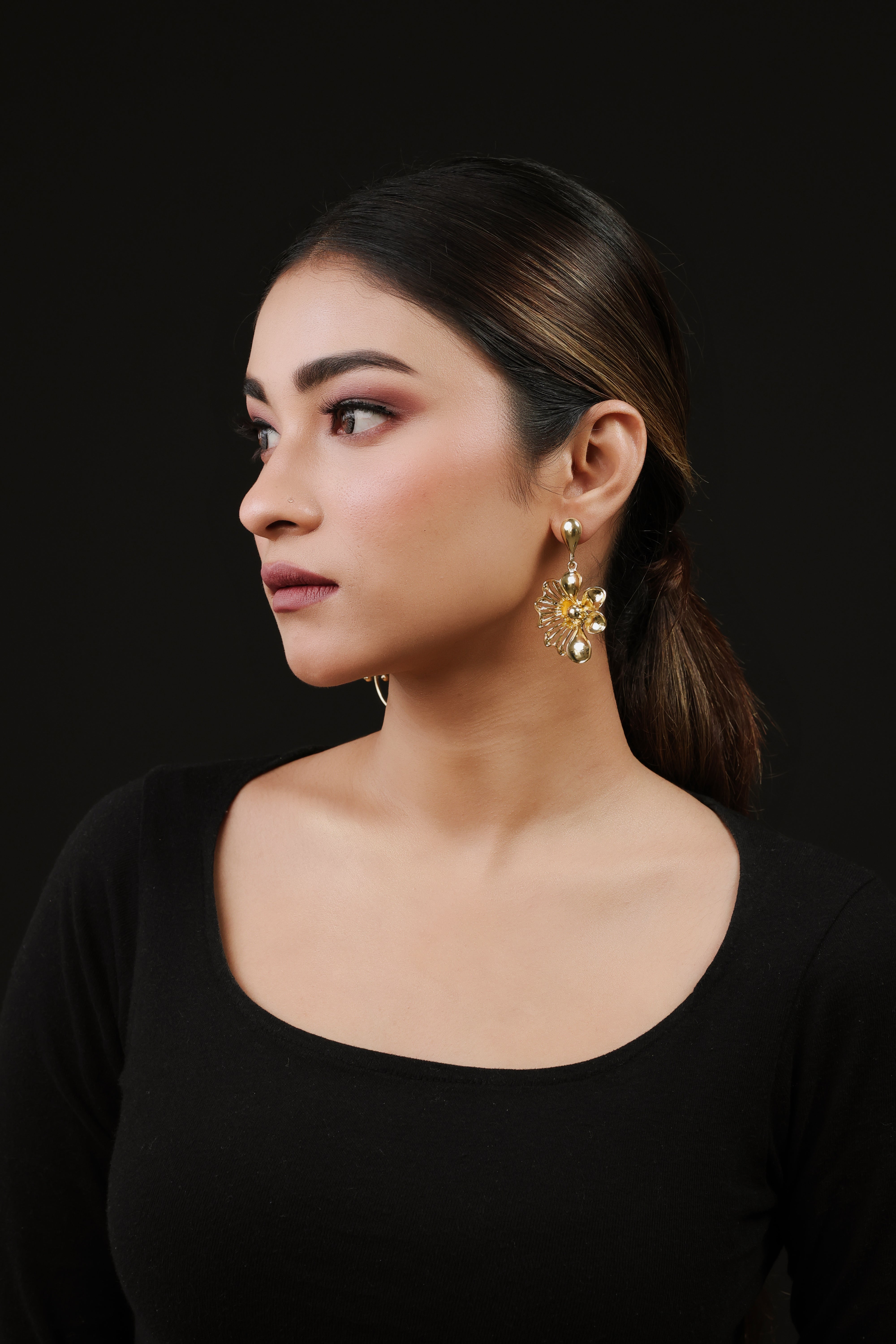 Gold Plated Floral Swirls Danglers