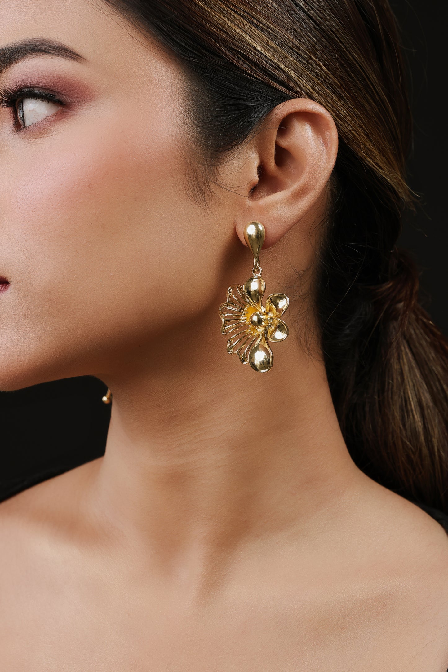Gold Plated Floral Swirls Danglers