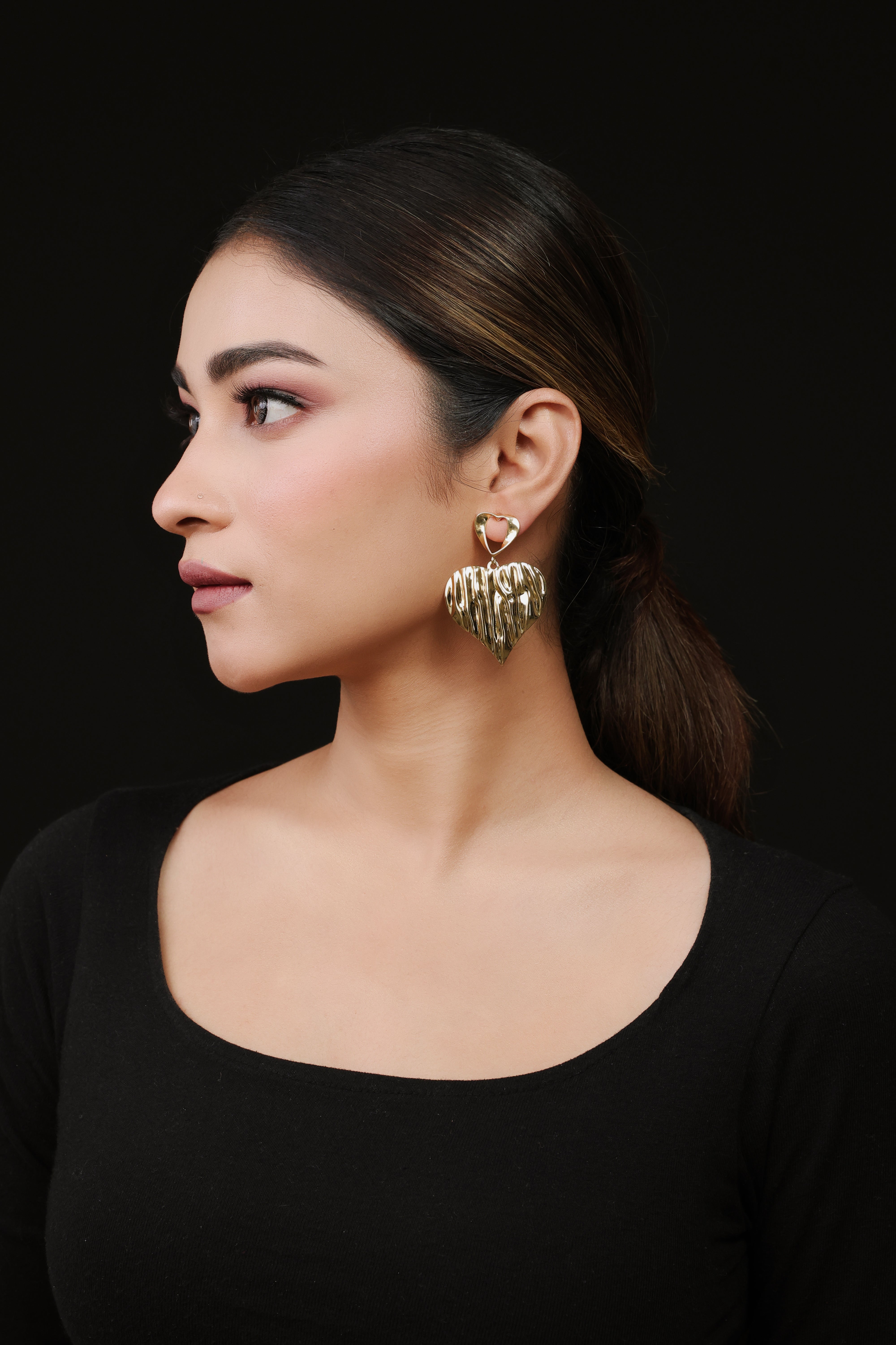 Gold Plated Gilded Heart Danglers