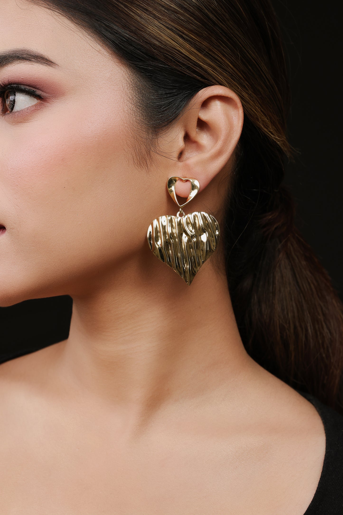 Gold Plated Gilded Heart Danglers