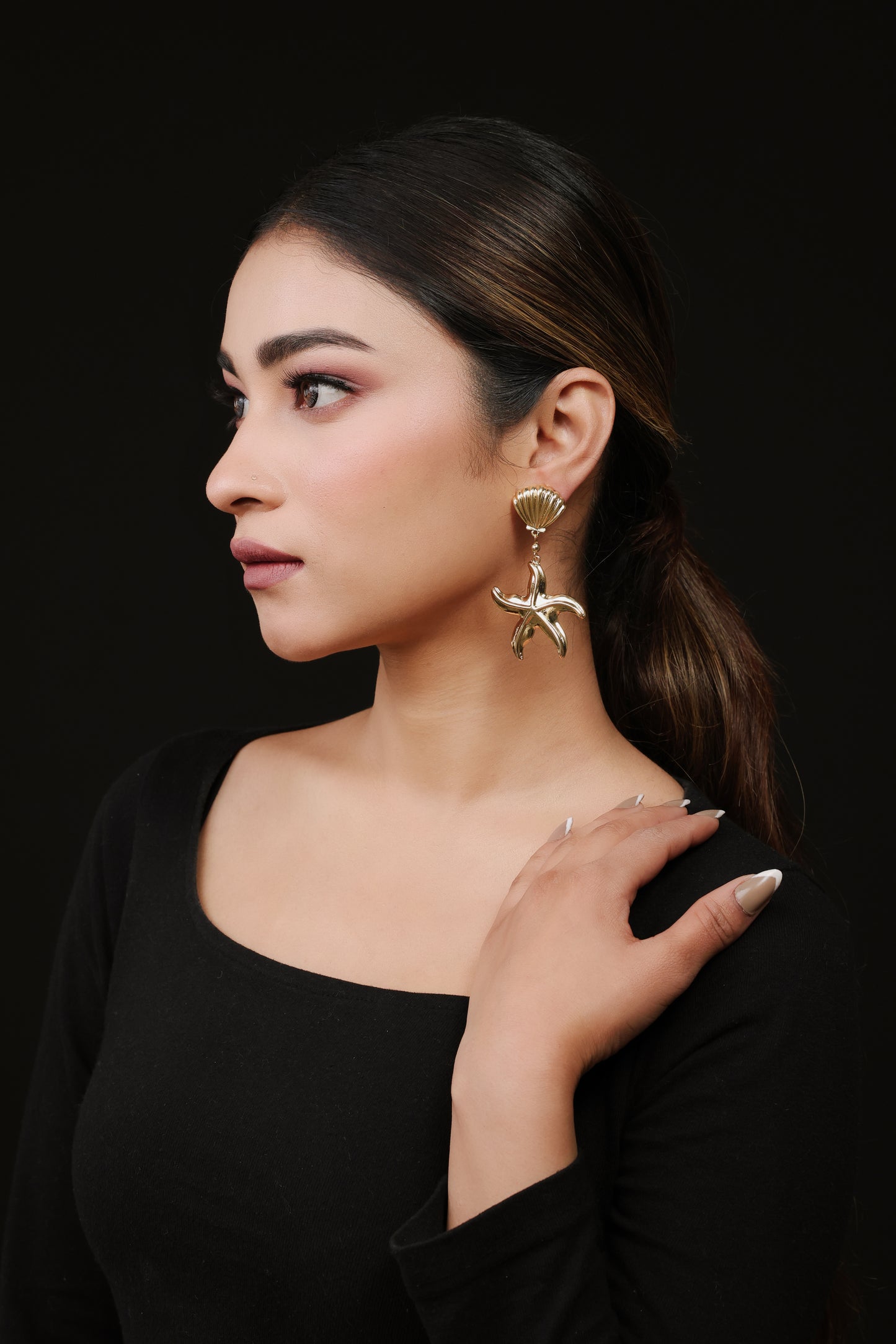 Gold Plated StarFish Charm Earrings