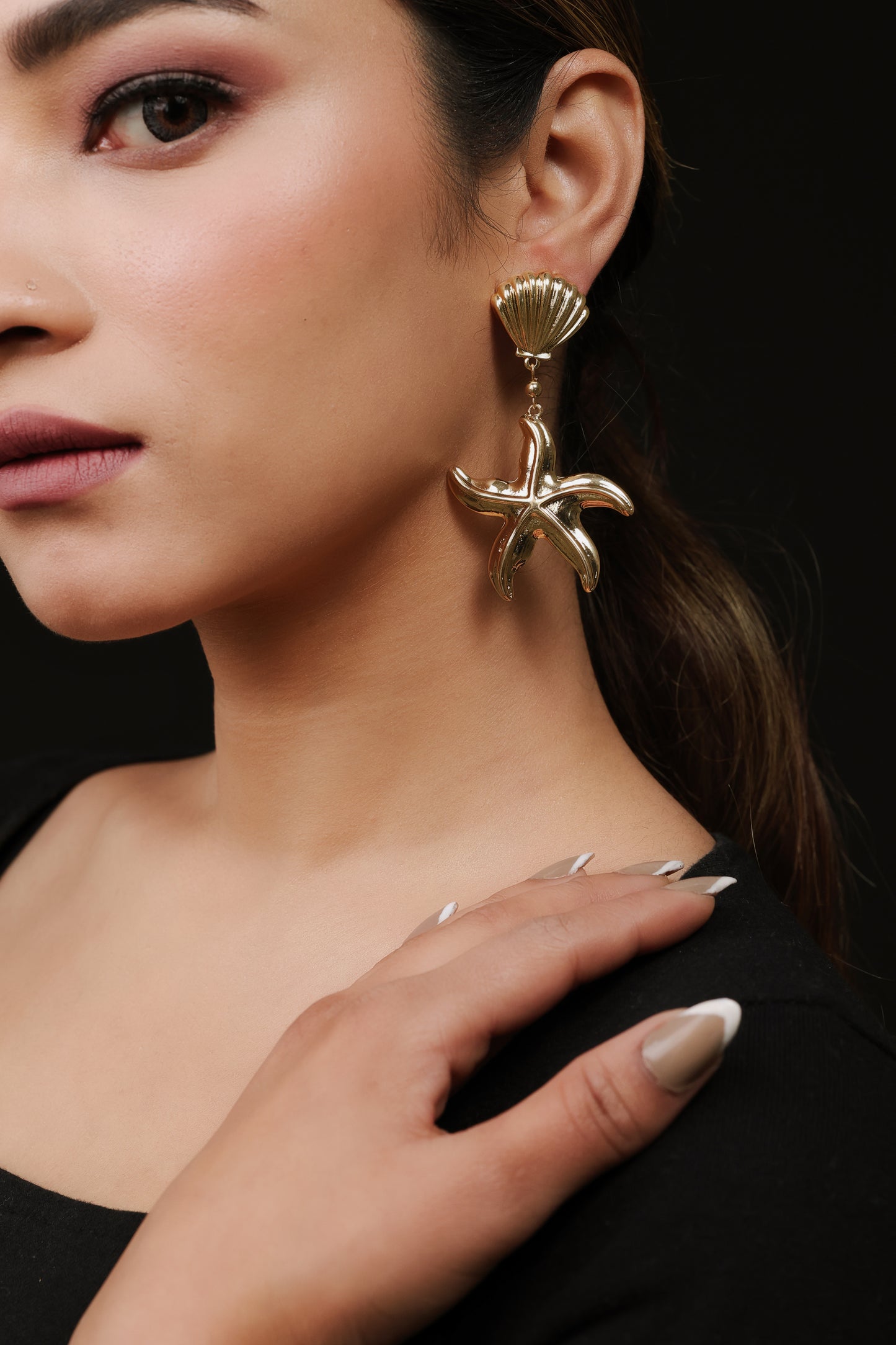 Gold Plated StarFish Charm Earrings