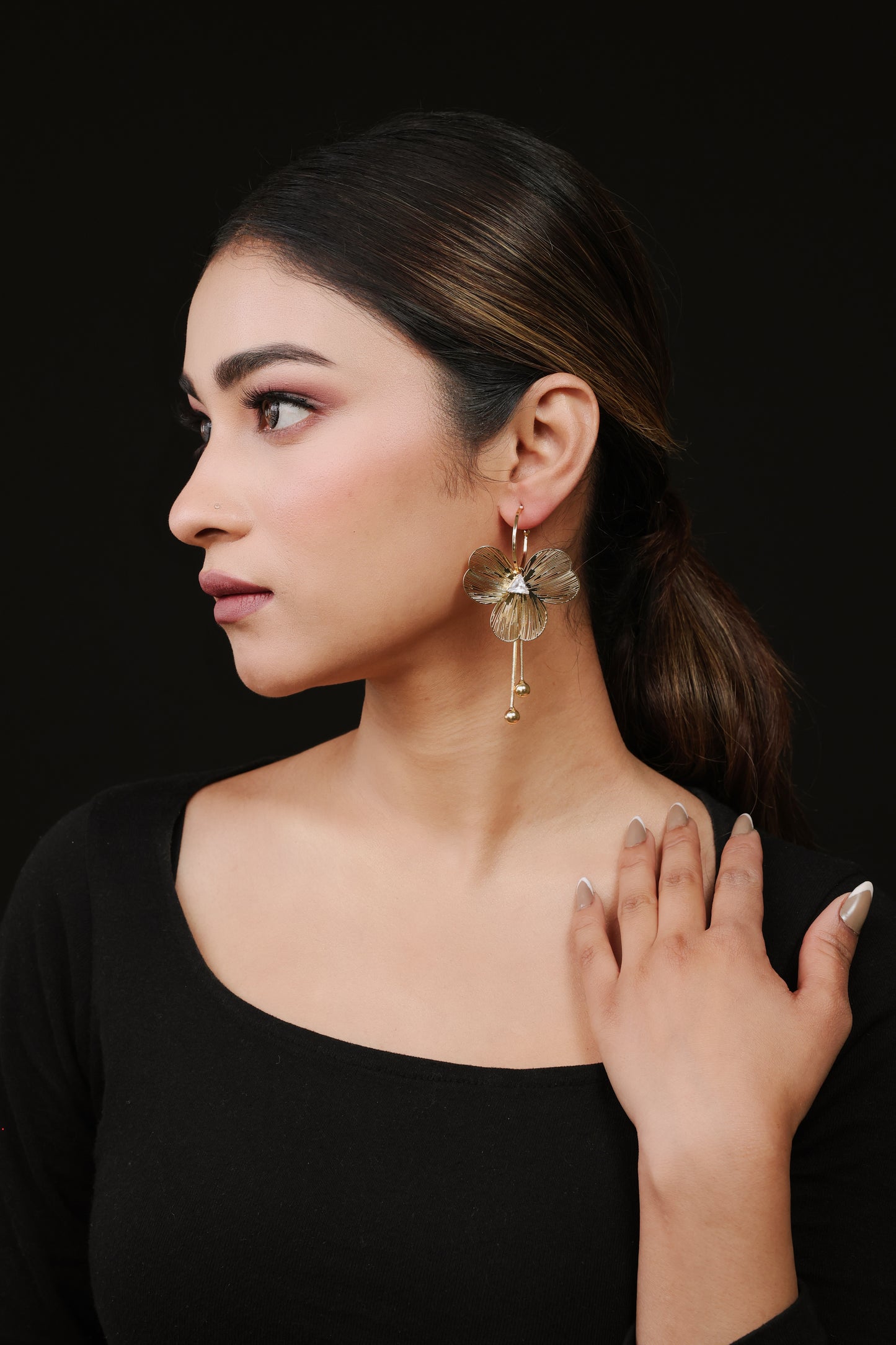 Gold Plated Sunlit Petal Earrings