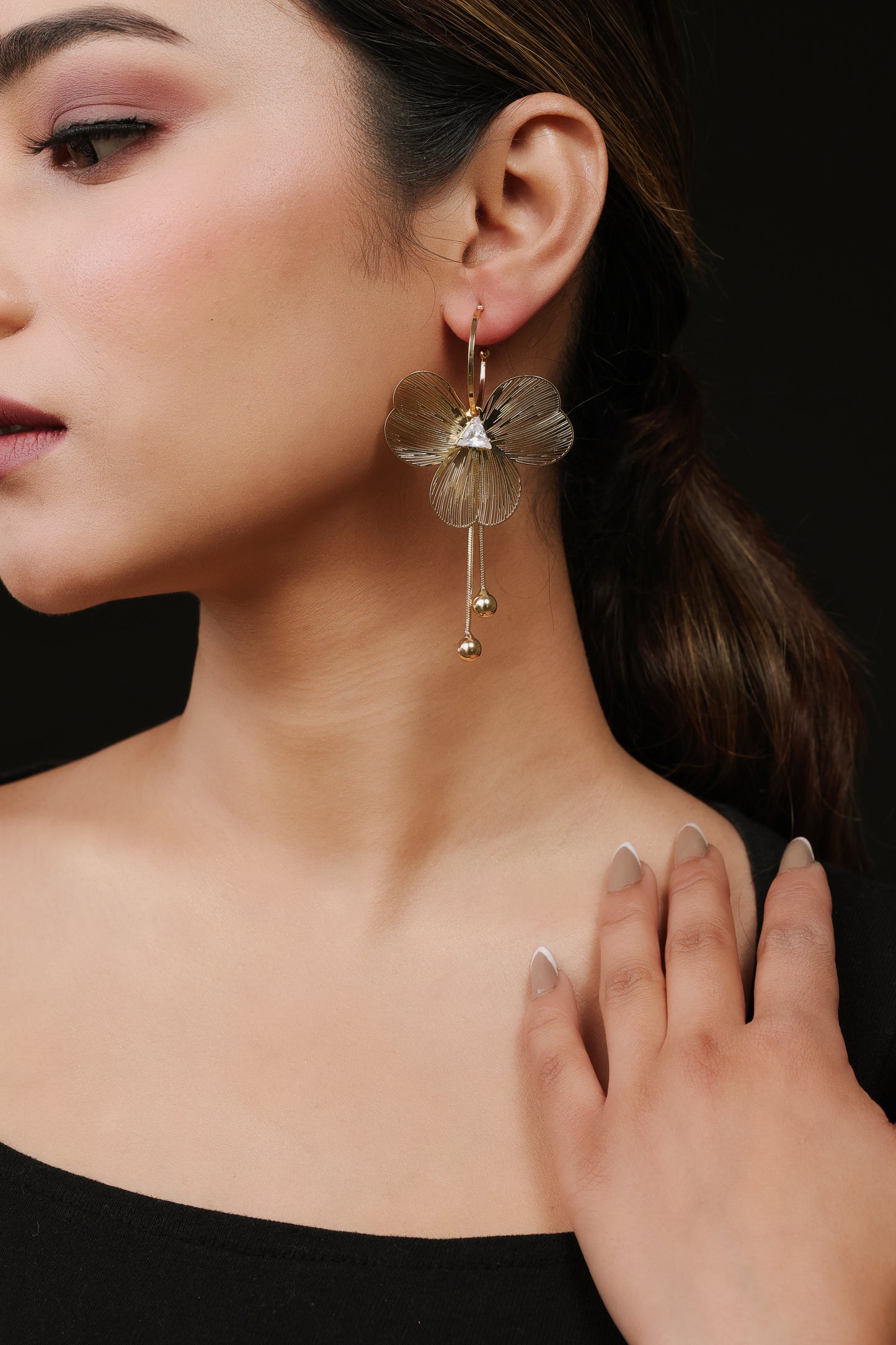 Gold Plated Sunlit Petal Earrings