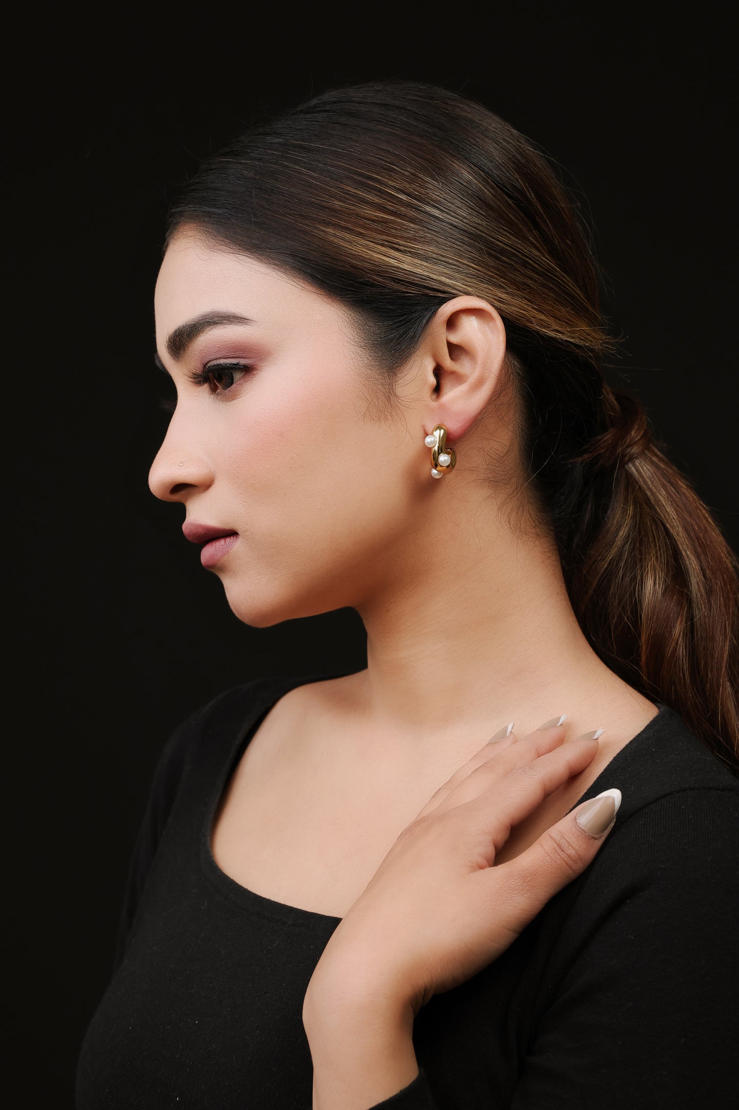 Pearl Charm Hoops