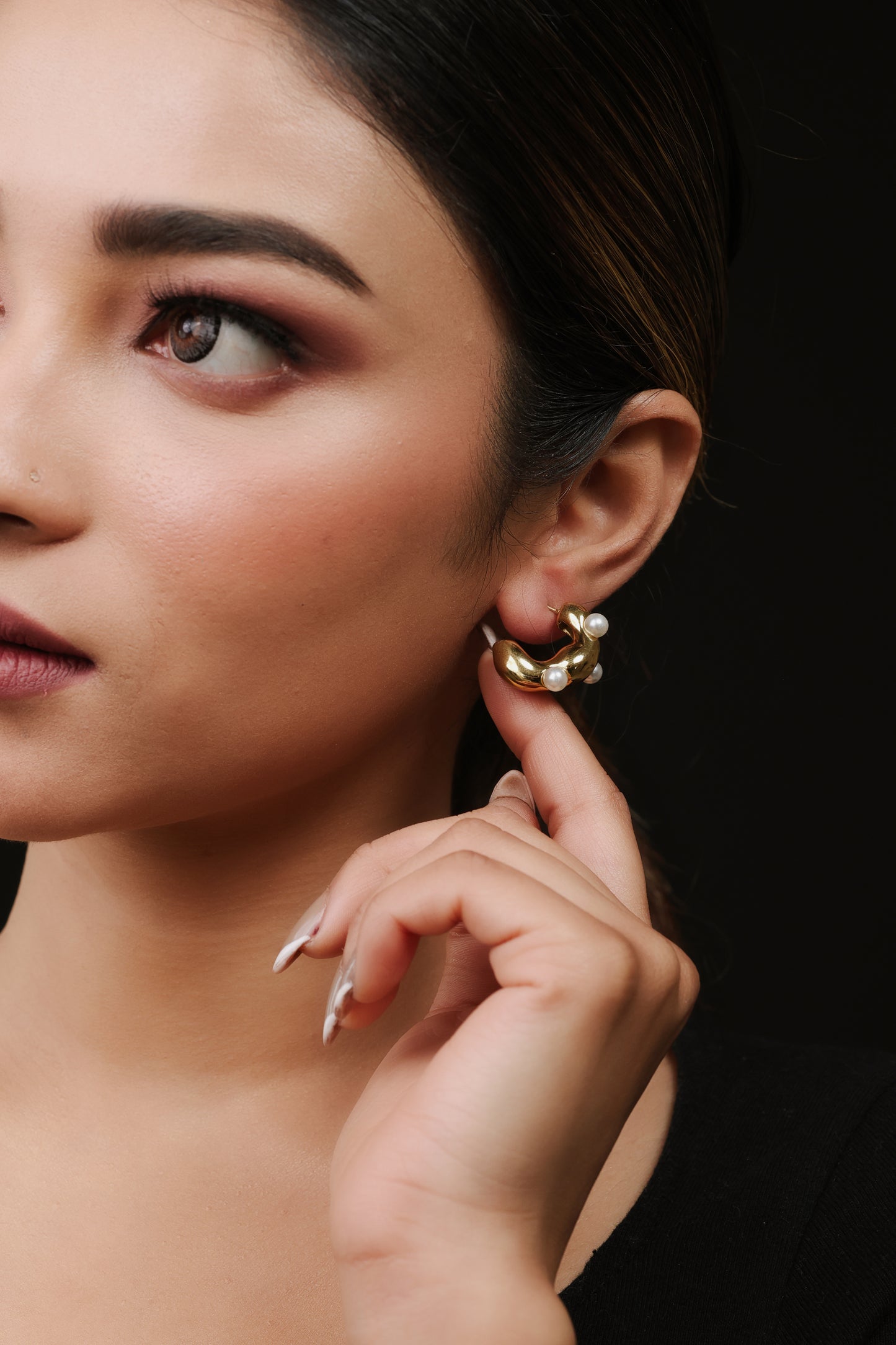 Pearl Charm Hoops