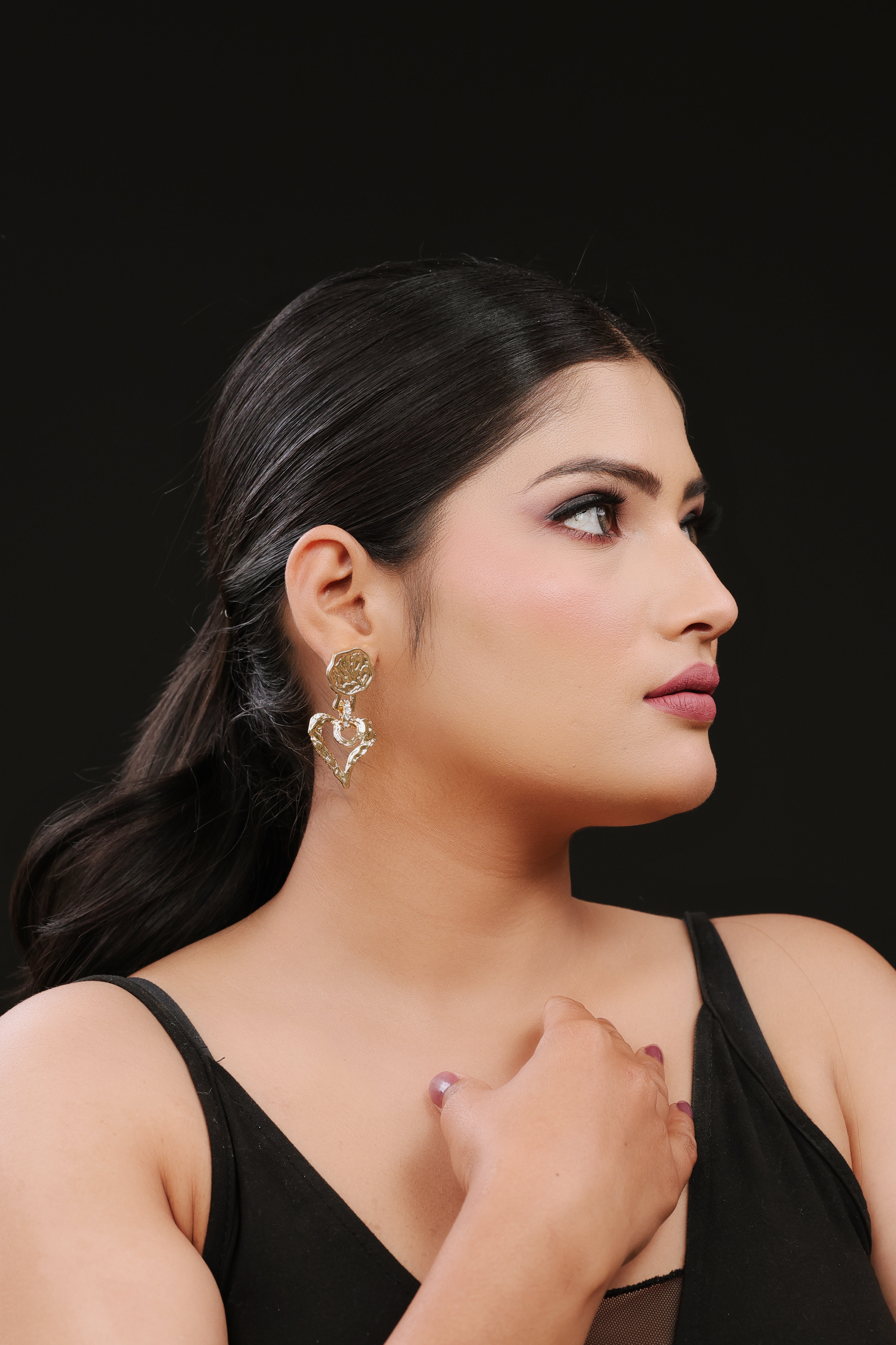 Gold Plated Molten Hearts Danglers