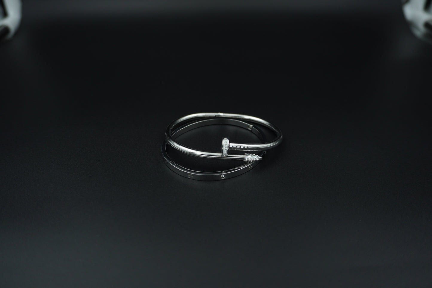Silver Plated Nail Love Stack Bangle