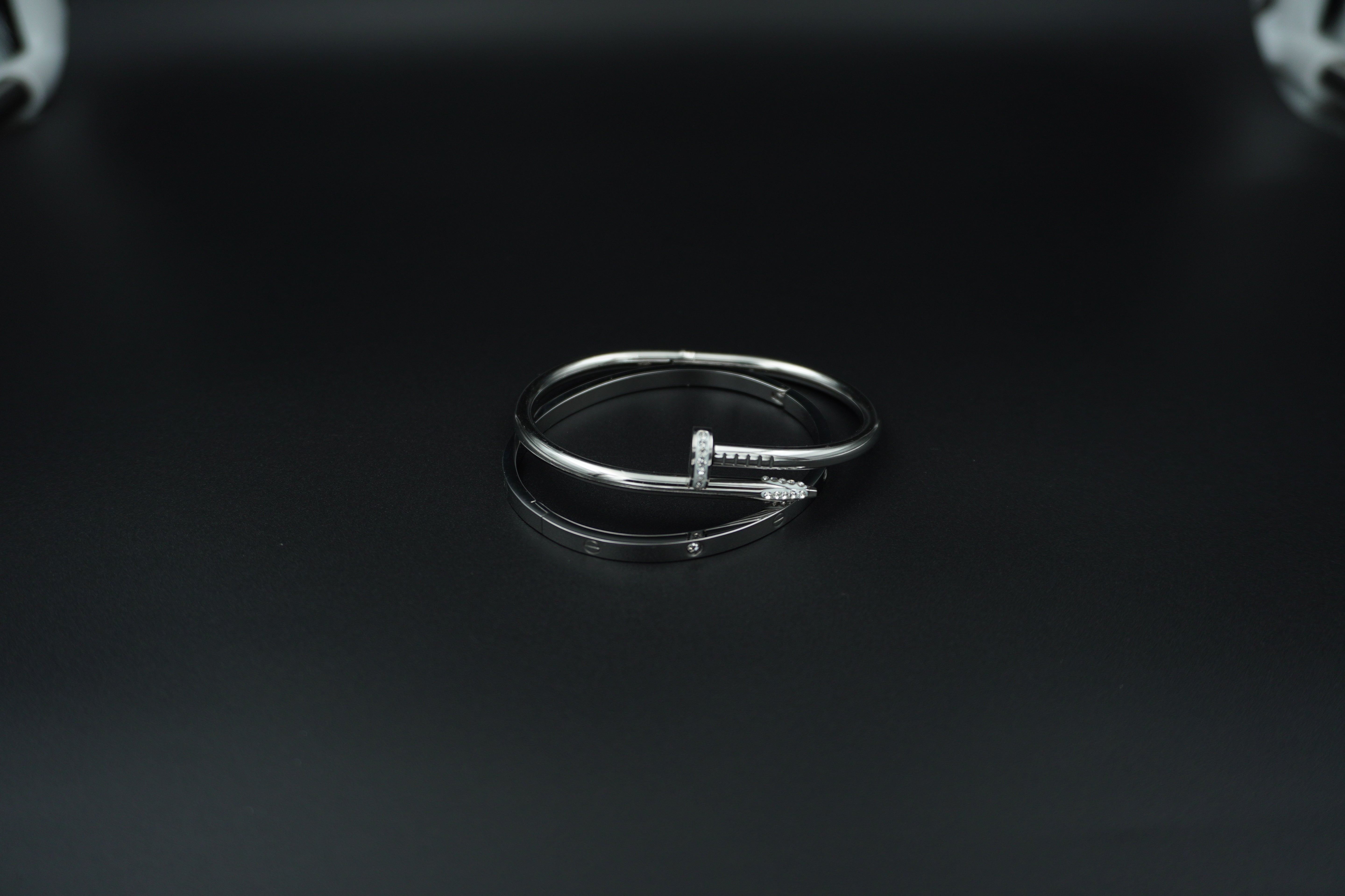 Silver Plated Nail Love Stack Bangle
