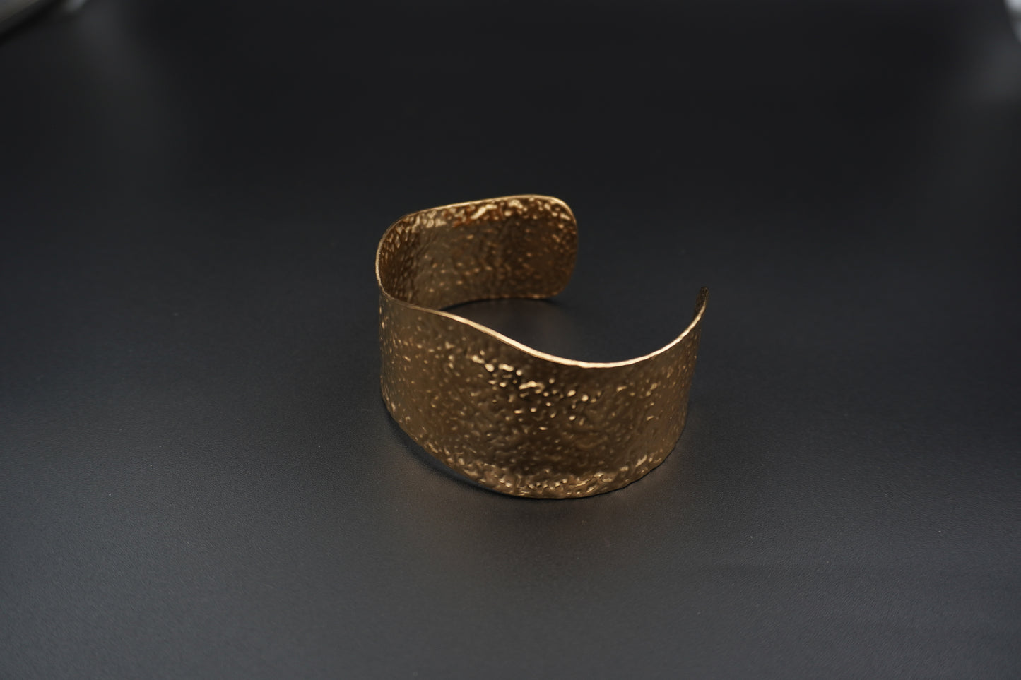 Hammered Chunky Gold Plated Adjustable Cuff Bracelet