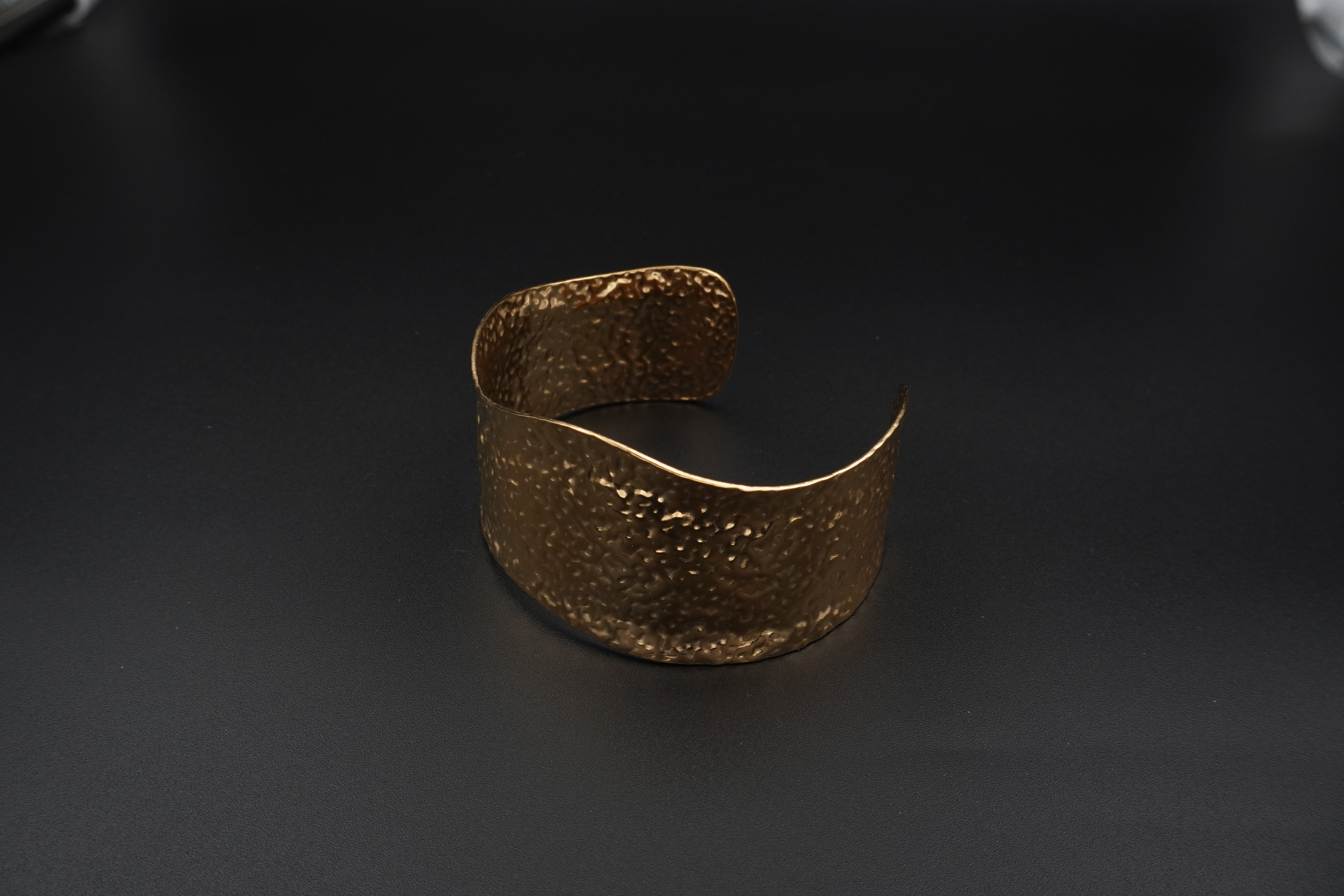 Hammered Chunky Gold Plated Adjustable Cuff Bracelet