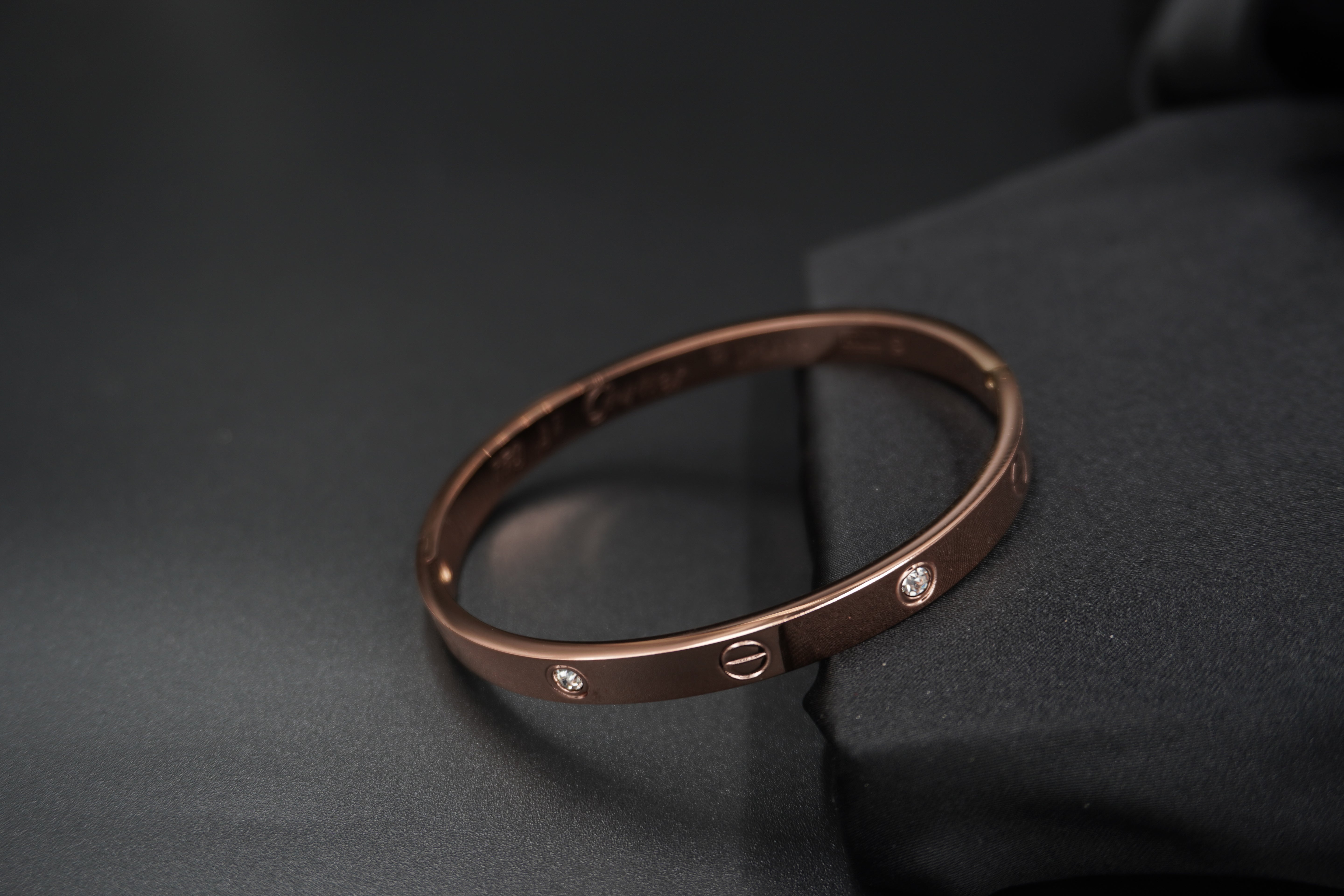 Timeless Rose Gold Plated Cartier Engraved Love Bangle