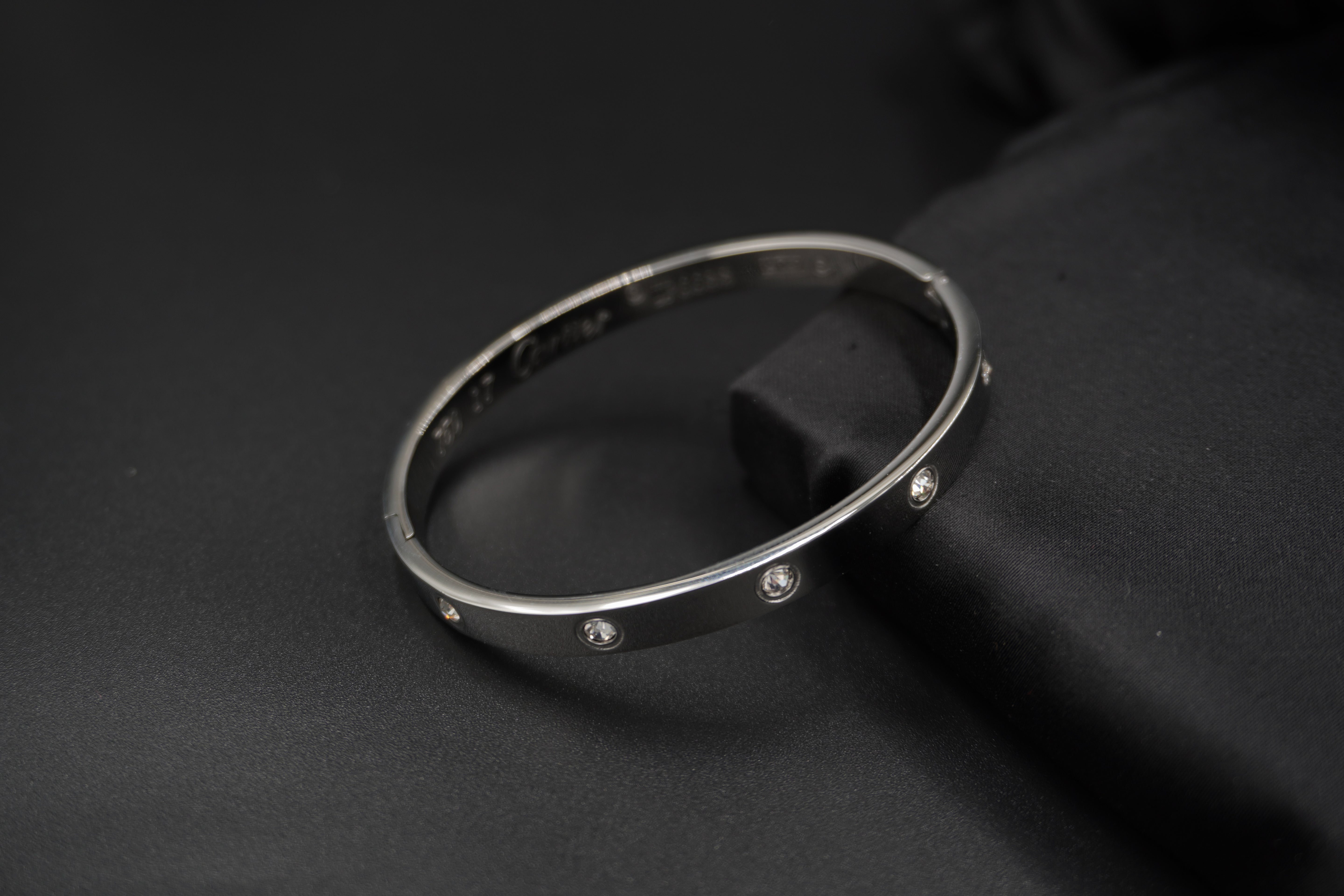 Timeless Silver Plated Cartier Engraved Love Bangle