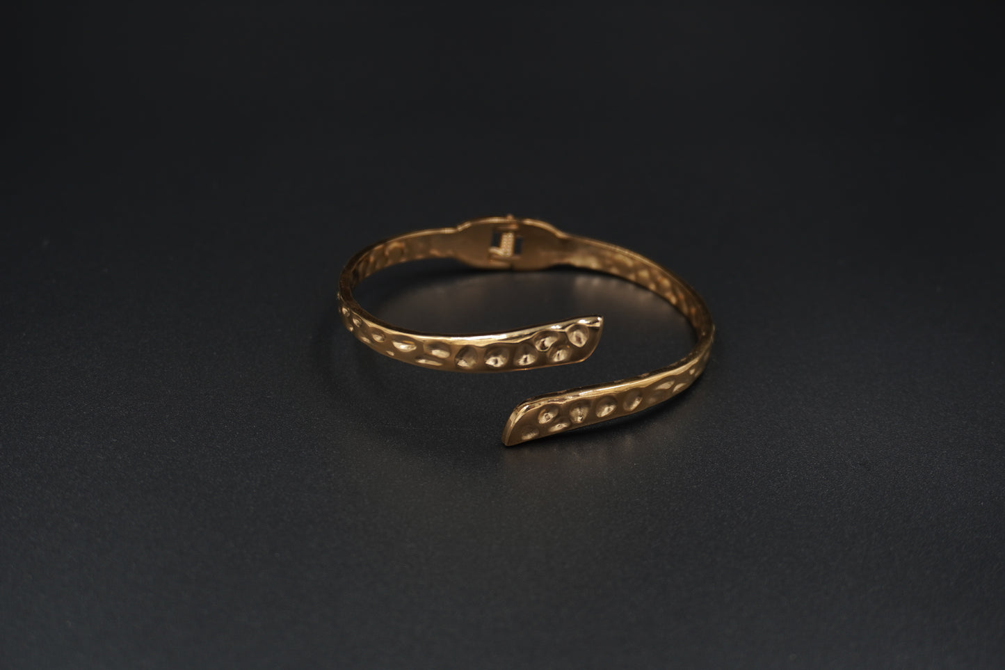 Hammered Dots Gold Plated Adjustable Cuff Bracelet