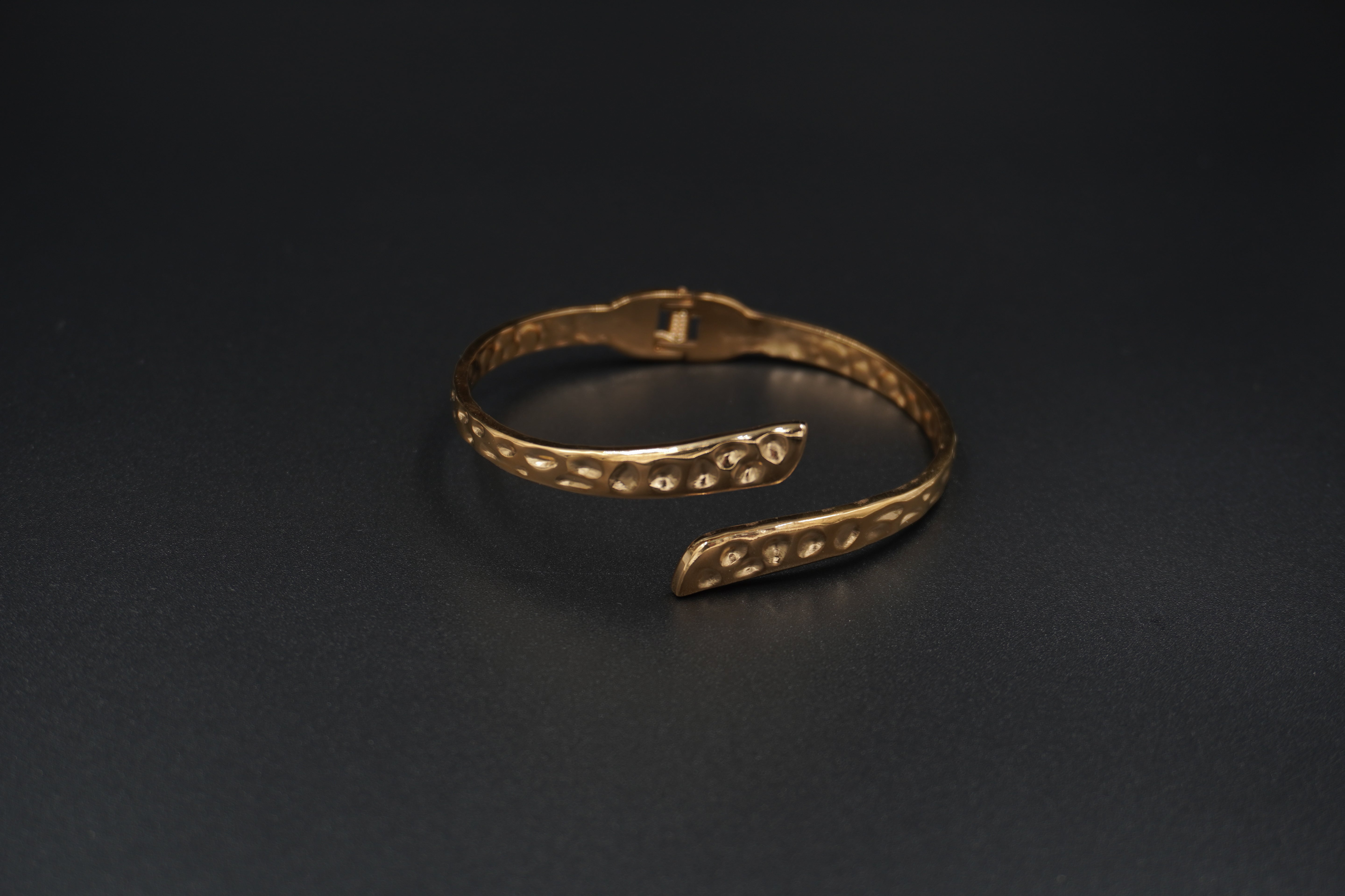 Hammered Dots Gold Plated Adjustable Cuff Bracelet