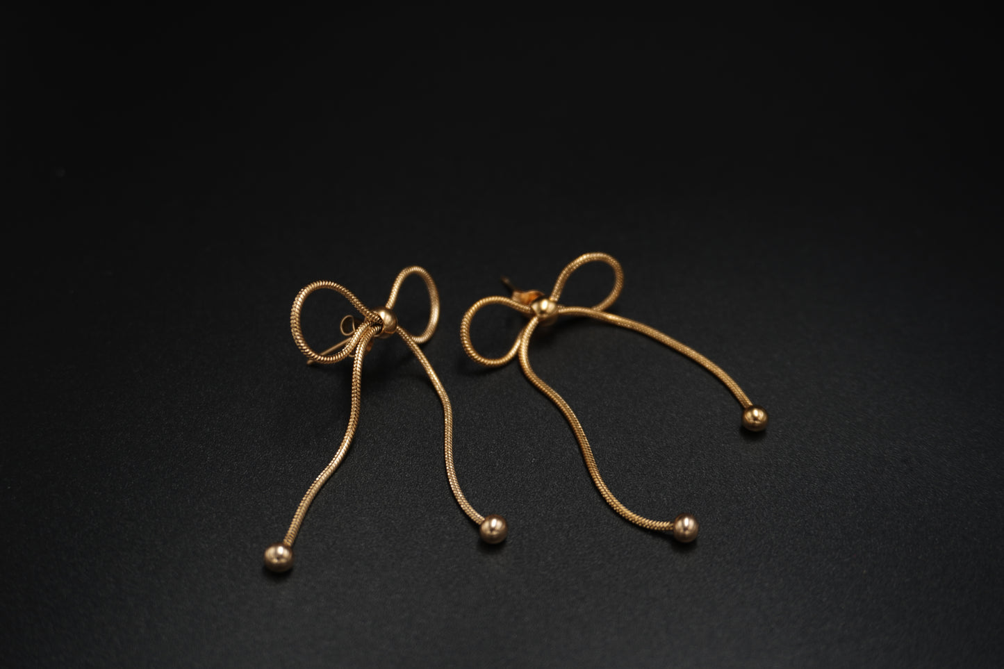 Gold Plated Bow Knot Dangle Earrings
