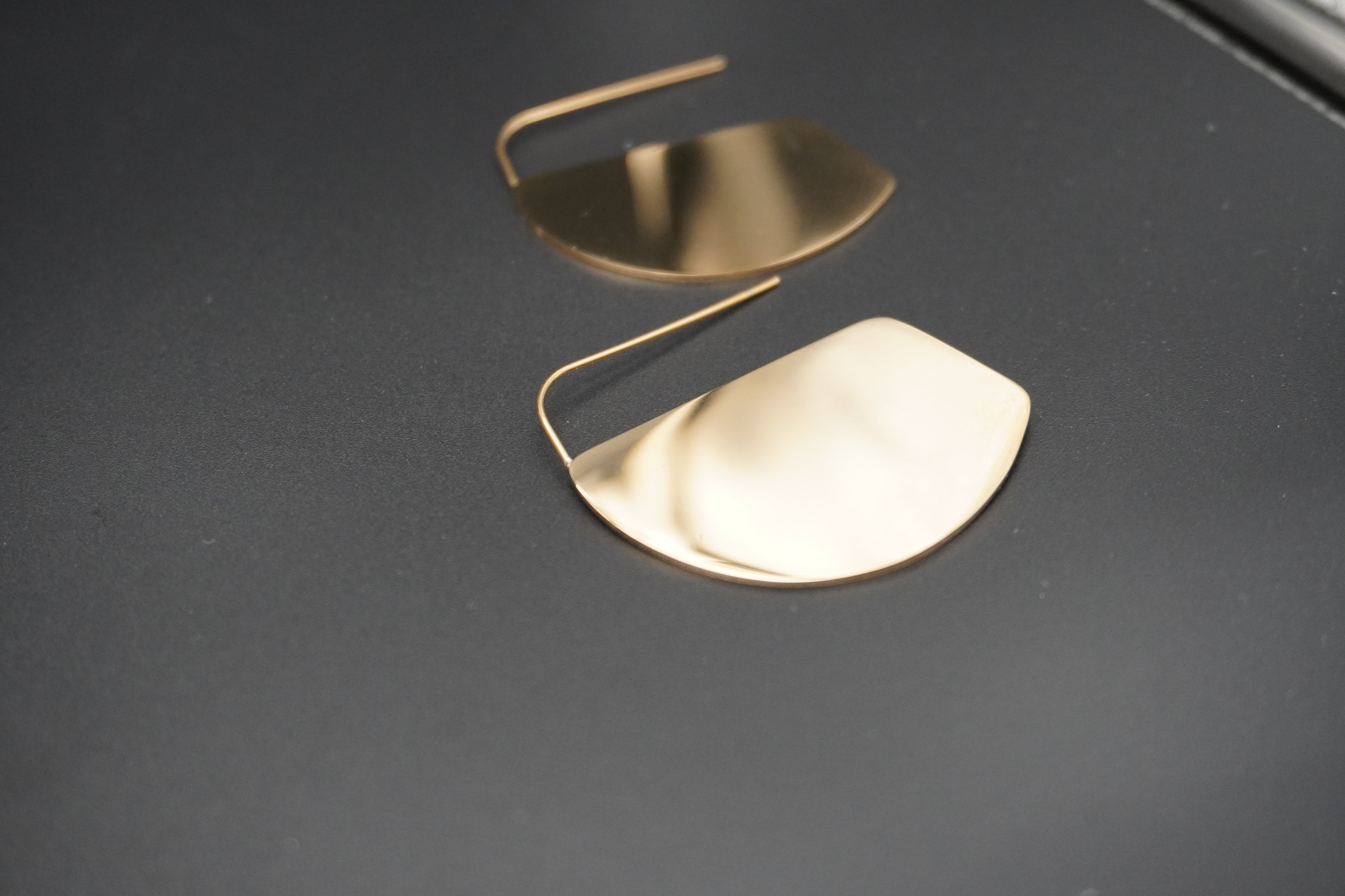 Gold Plated Geometric Disc Hoop Earrings