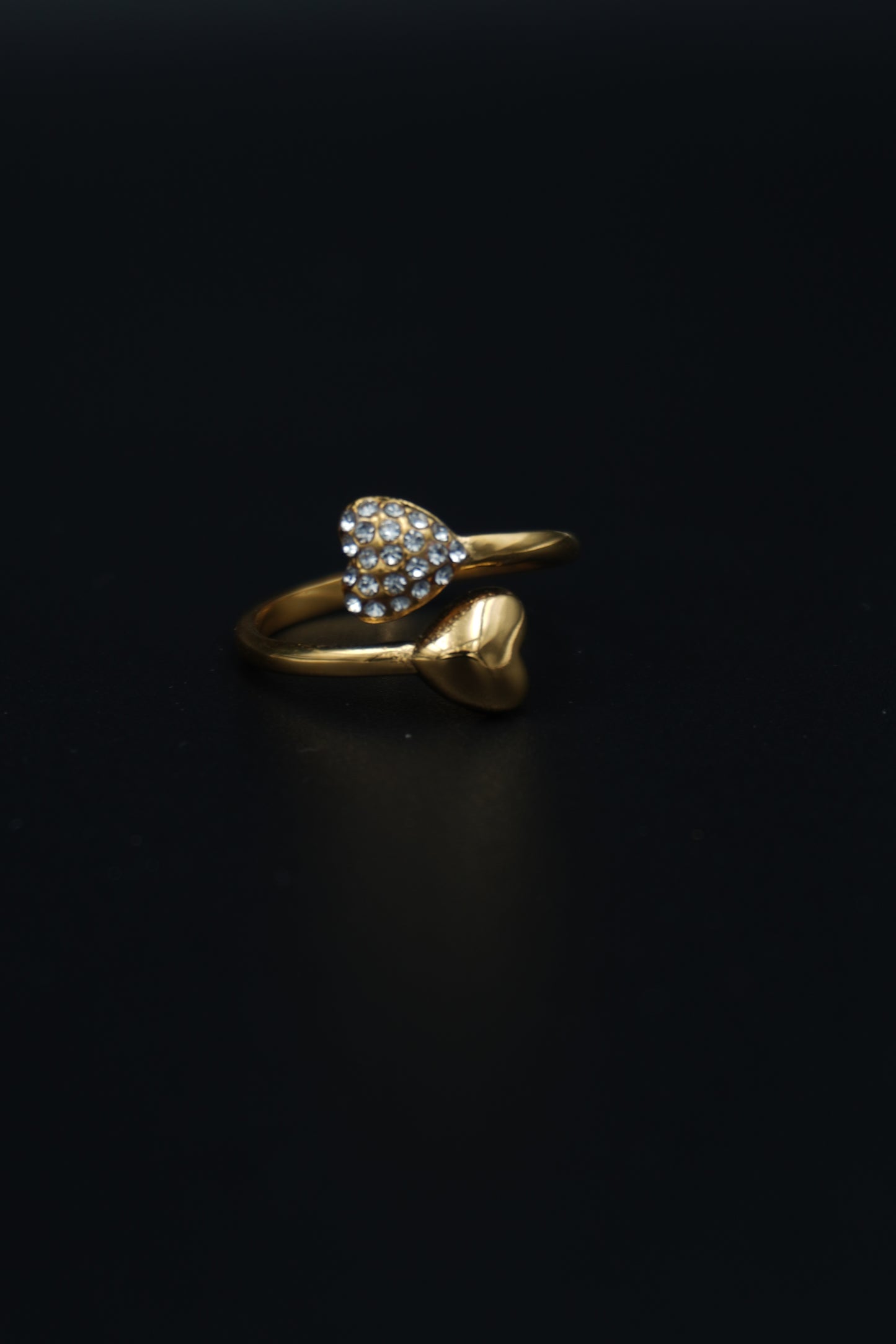 Gold Plated Studded Heart Shape Adjustable Ring