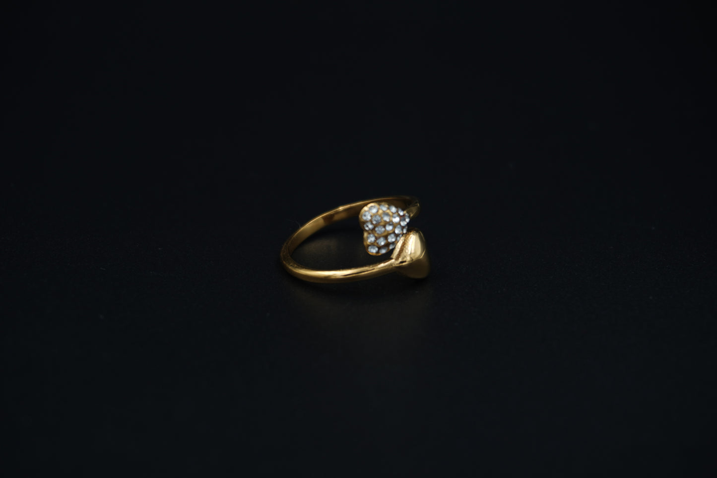 Gold Plated Studded Heart Shape Adjustable Ring