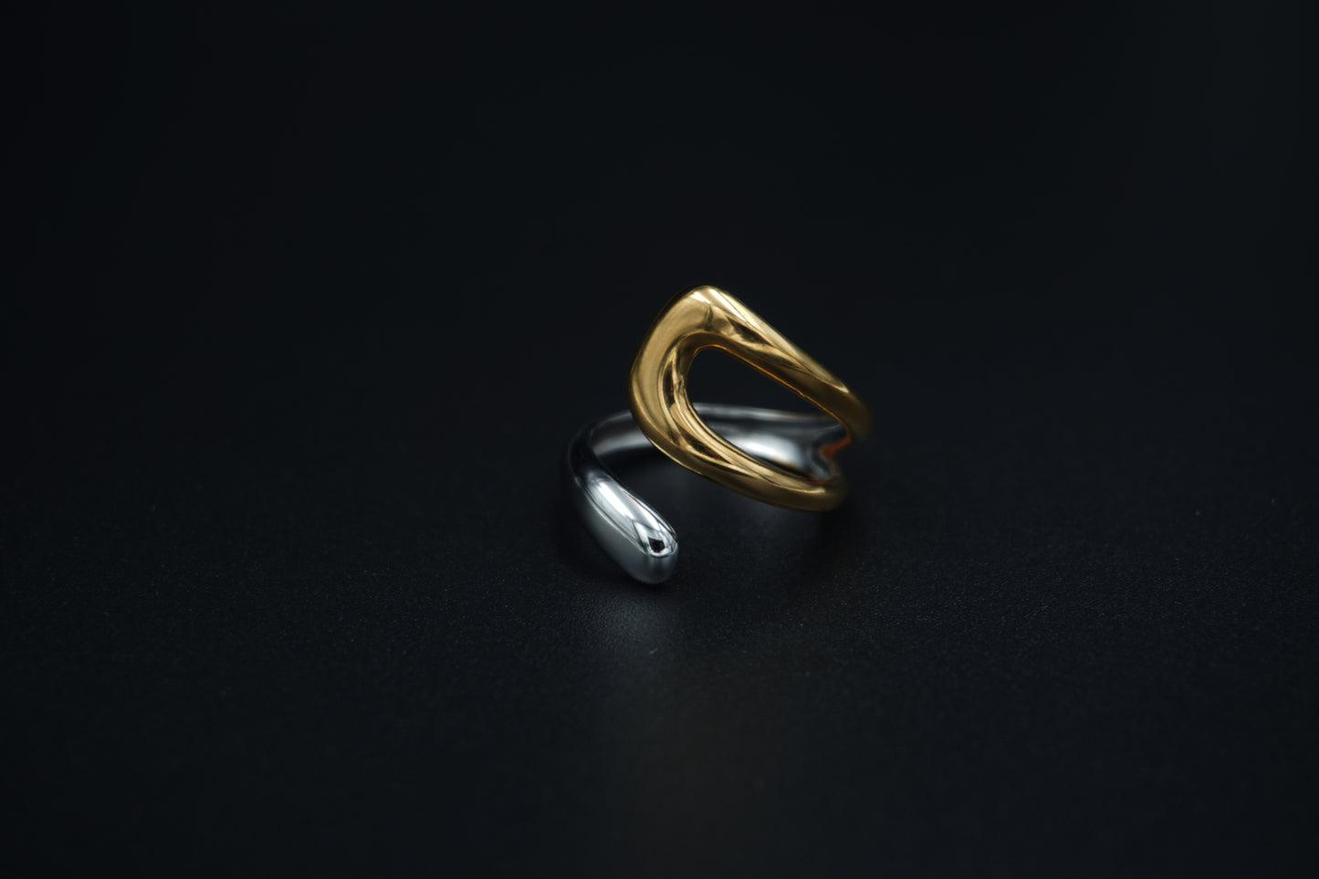 Two Tone Adjustable Geometric Cuff Ring