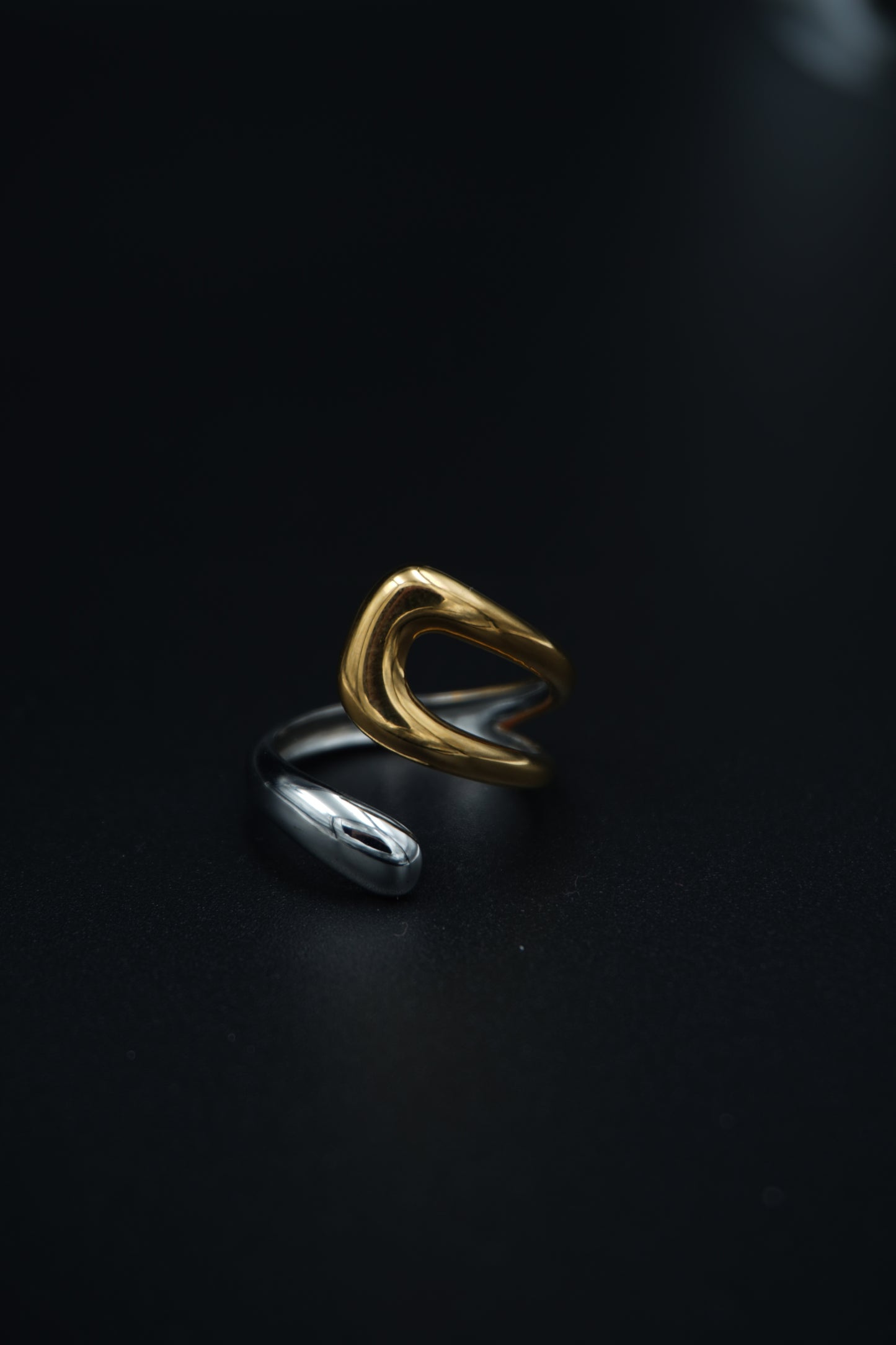 Two Tone Adjustable Geometric Cuff Ring