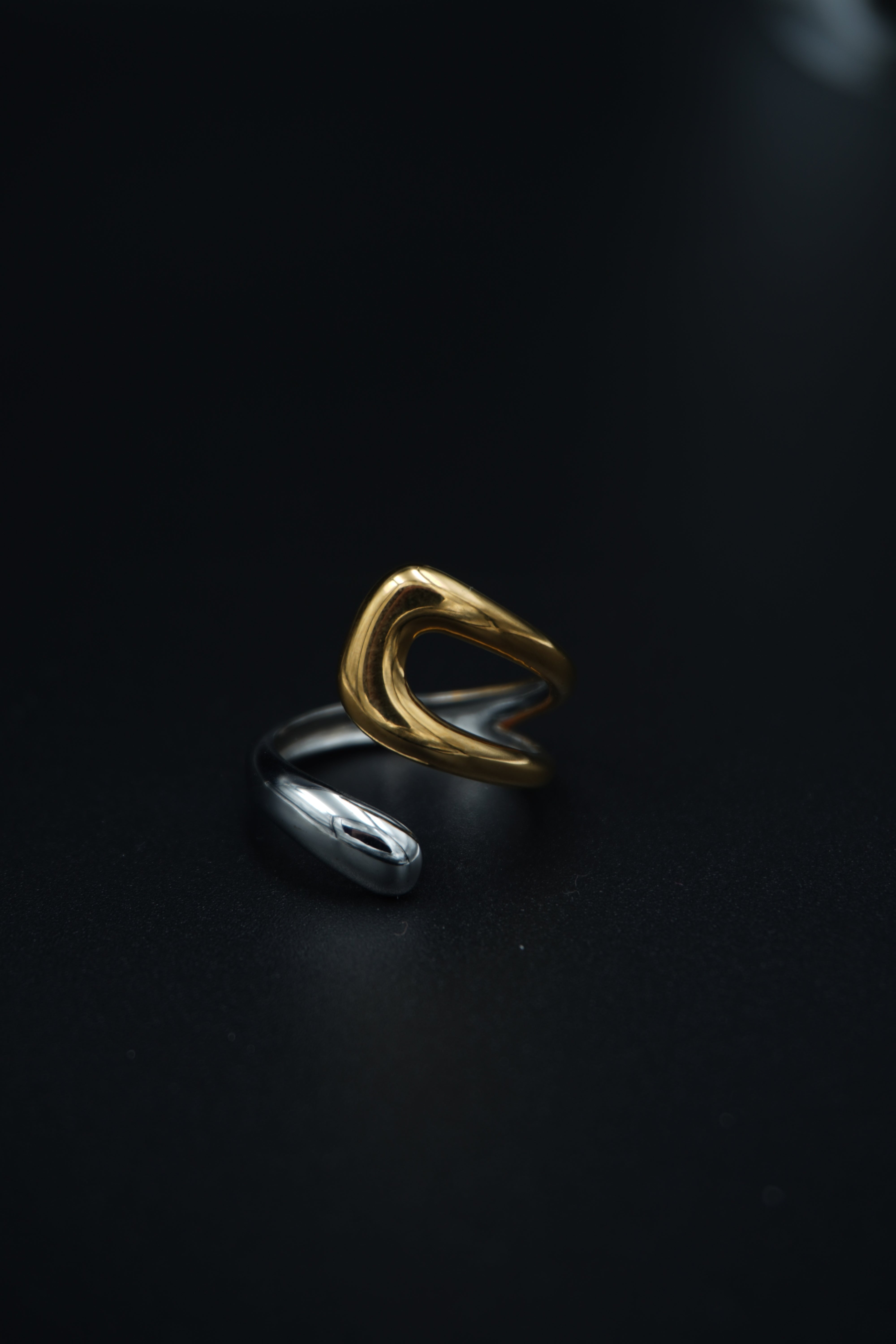 Two Tone Adjustable Geometric Cuff Ring