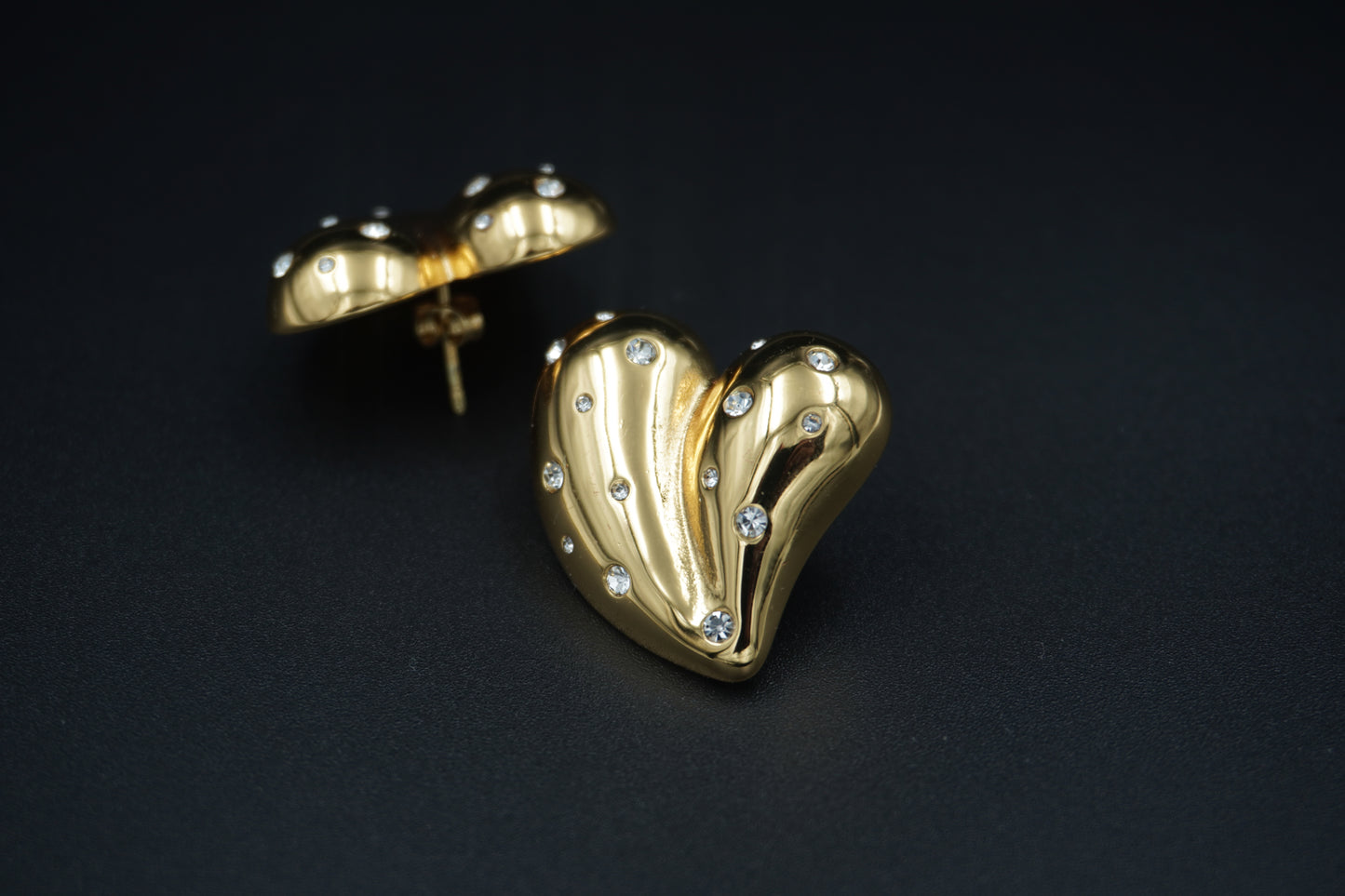 Bold American Diamond Heart Studs