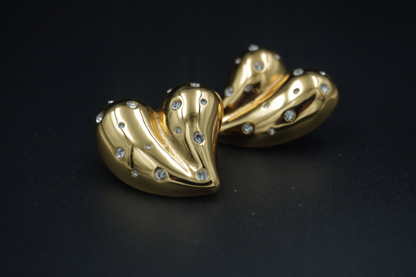 Bold American Diamond Heart Studs