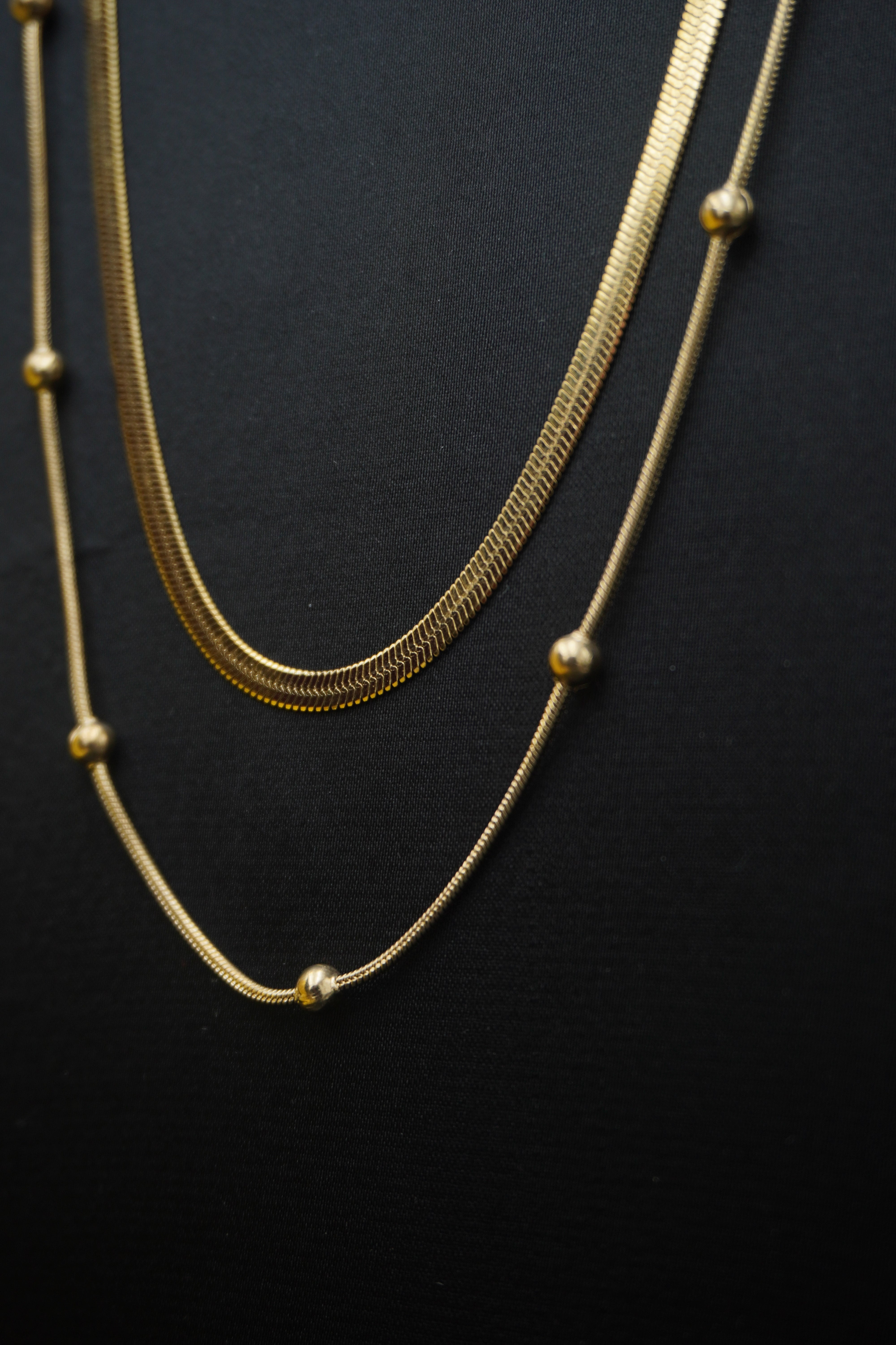 Gold Plated Mini Ball Double Layered Necklace