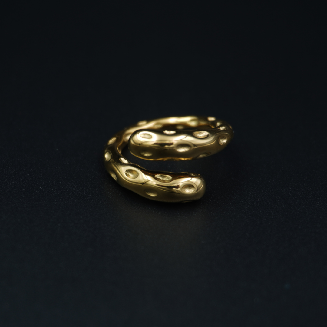 Gold Plated Hammered Meteor Ring