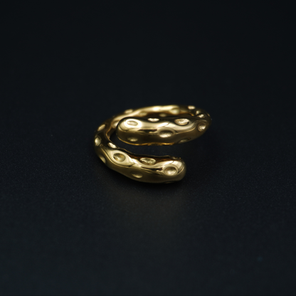 Gold Plated Hammered Meteor Ring