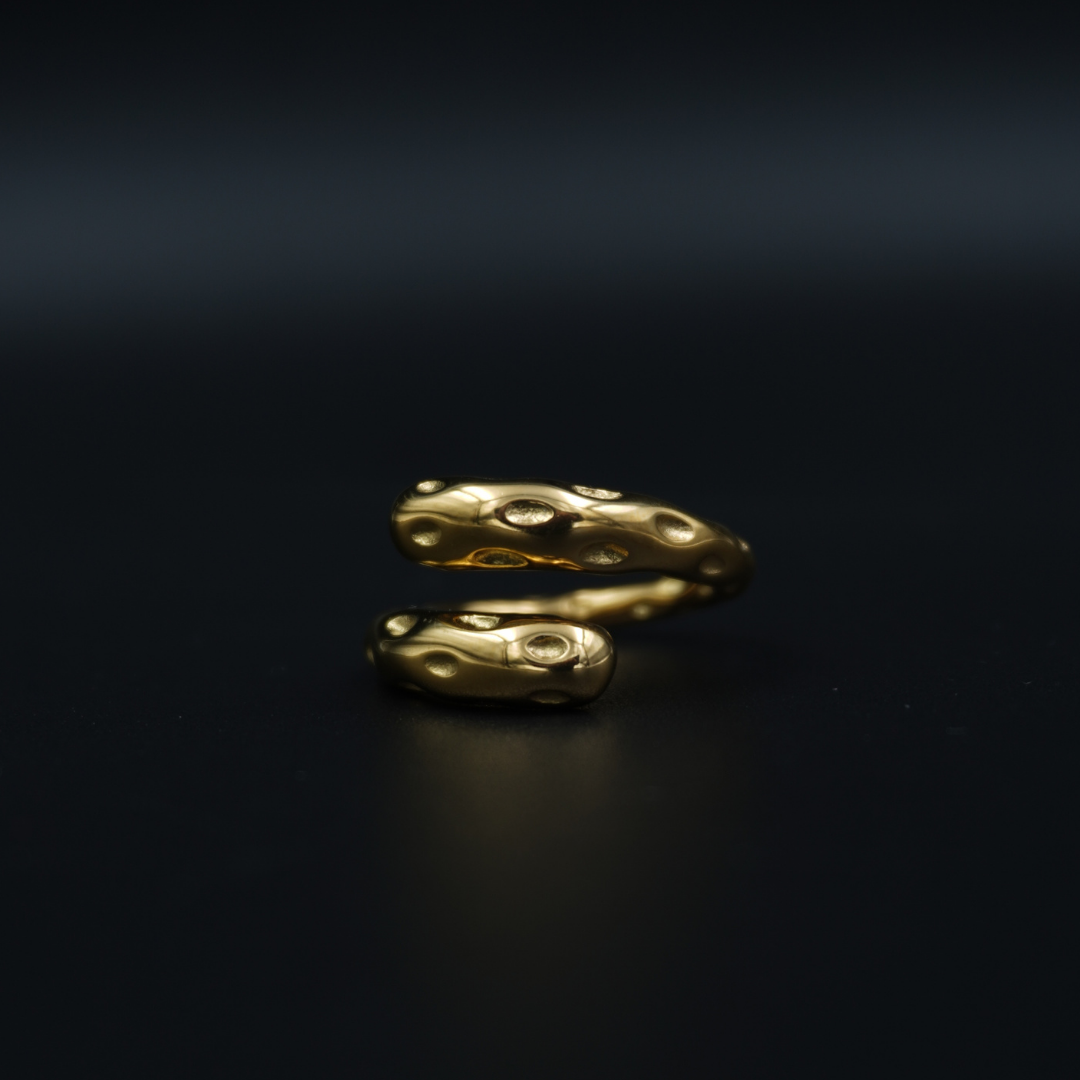 Gold Plated Hammered Meteor Ring