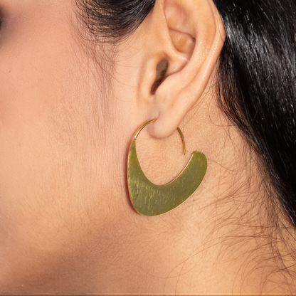 Gold Plated Swirl Disc Hoop Earrings