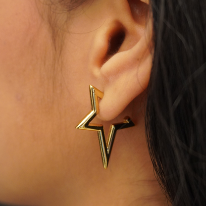 Star Hoop Huggie Gold Plated Earrings