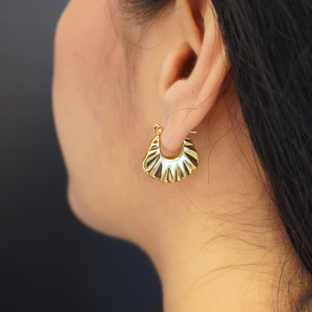 Retro Huggie Hoop Gold Plated Earrings