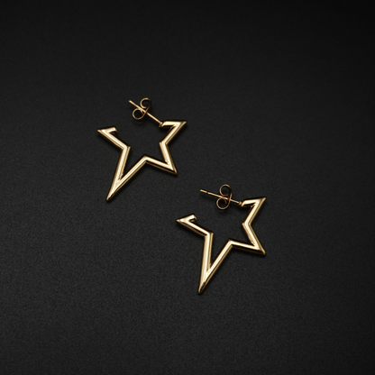 Star Hoop Huggie Gold Plated Earrings