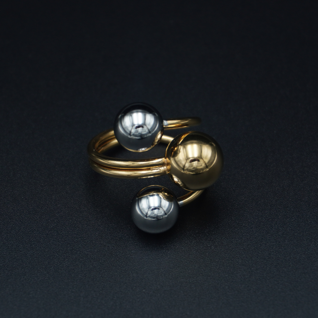 Dual Tone Triple Ball Ring