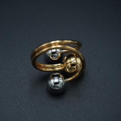 Dual Tone Triple Ball Ring