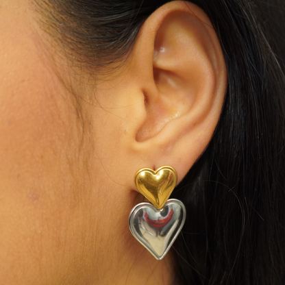 Two Tone Heart Earrings
