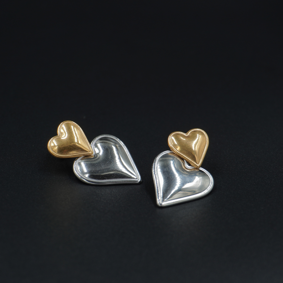 Two Tone Heart Earrings