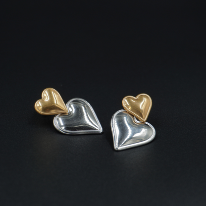 Two Tone Heart Earrings