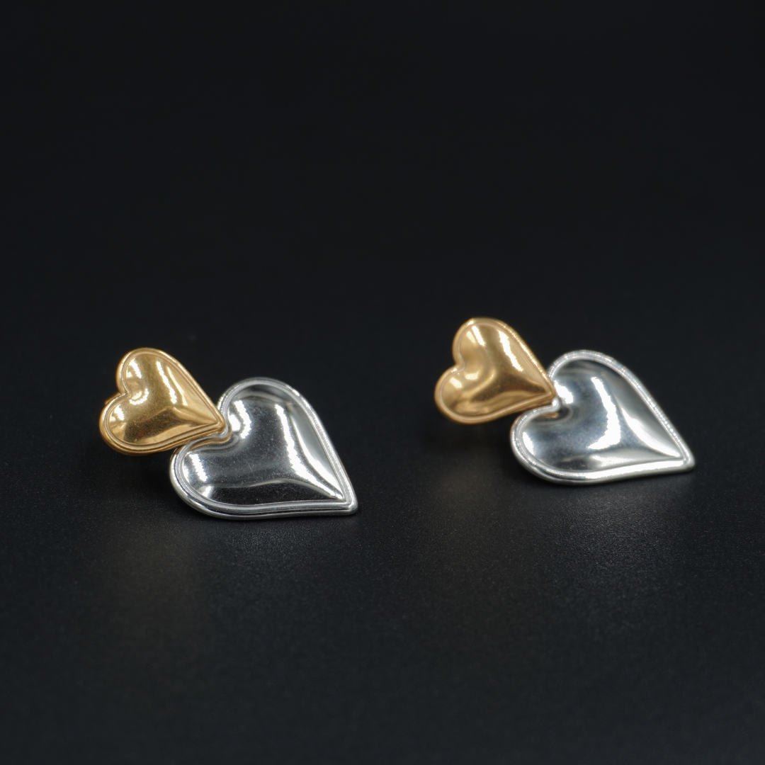 Two Tone Heart Earrings